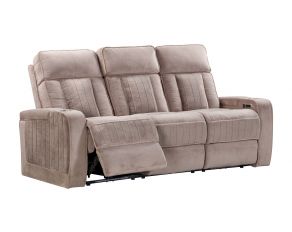 Equinox Power Reclining Sofa with Drop Down Table in Mushroom