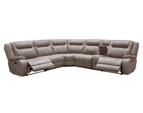 Blake 6 Piece Modular Reclining Sectional and Entertainment Console in Desert Taupe