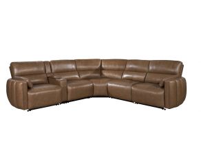 Modesto 6 Piece Modular Power Reclining Sectional with Power Adjustable Headrests in Sable