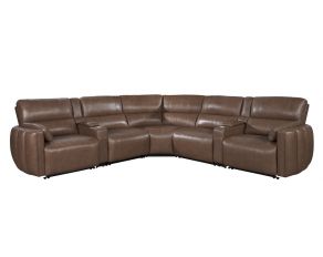 Modesto 7 Piece Modular Power Reclining Sectional with Power Adjustable Headrests in Sable