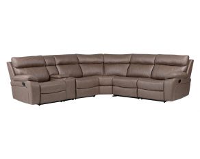 Theon 6 Piece Modular Manual Reclining Sectional and Entertainment Console in Stokes Toffee