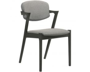 Stevie Upholstered Side Chair in Dark Grey and Black