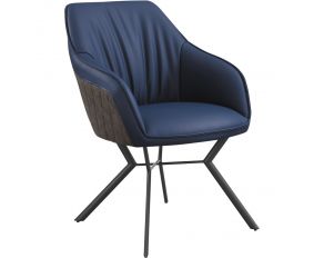 Trevon Upholstered Tufted Side Chair in Blue and Brown