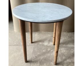 G703718 Round End Table in White and Natural