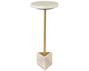 G936191 Round Accent Table in White and Gold