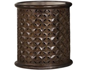 Krish 18 Inch Round Accent Table in Dark Brown