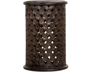 Krish 24 Inch Round Accent Table in Dark Brown