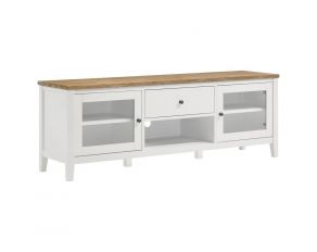 Hollis 67 Inch TV Stand with Drawer in Brown and White