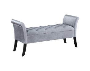 Farrah Upholstered Storage Bench in Silver