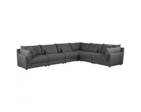 Sasha 6 Piece Upholstered Sectional in Barely Black