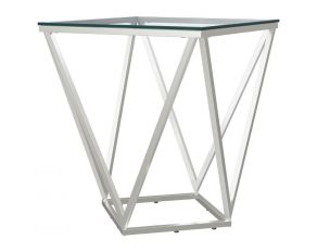 Brittania Square Geometric End Table in Nickel