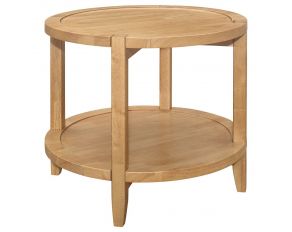 Camillo Round Side End Table in Maple Brown