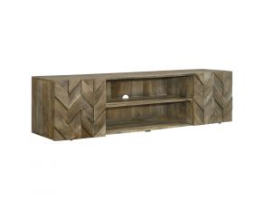 Keese 2 Door 70 Inch TV Stand With Storage Shelves in Mango Brown