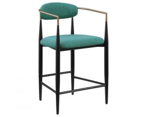 Tina Set of 2 Upholstered Counter Chairs in Green