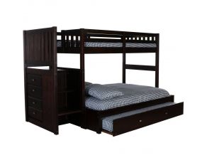 2917 Twin over Full Staircase Bunk Bed with Trundle in Espresso