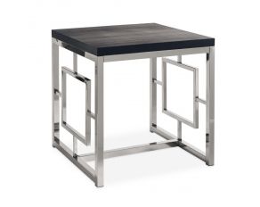 Ezra End Table in Black and Chrome