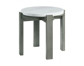 Rosamel Round End Table in Grey and White