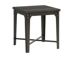 Factory End Table with USB Power Box in Dark Grey