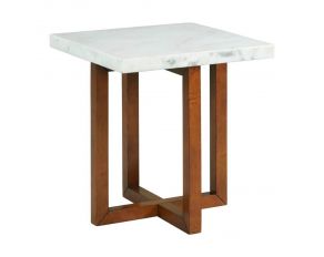 Morris End Table with Marble Top in White and Espresso