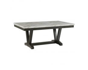 Everdeen Dining Table with Faux Marble Top in White and Charcoal