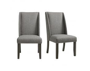 Everdeen Side Chair with Nail Heads in Charcoal Grey