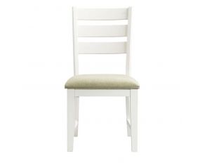 Park Creek Slat Back Side Chair in White and Taupe