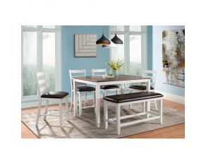 Martin 6 Piece Counter Dining Set in Brown and White