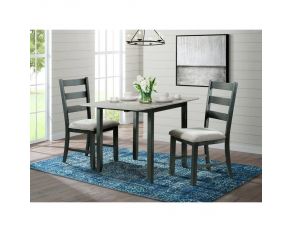 Martin 3 Piece Drop Leaf Dining Set in Black and Grey