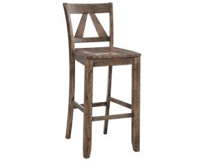 Finn 30 Inch Slat Back Bar Stool with Wood Seat in Dark Walnut