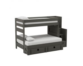 Cali Kids Complete Twin Over Full Bunk Bed with Staircase and Trundle in Grey