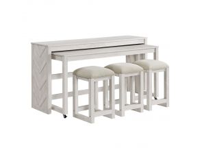 Eleanor Nesting Bar Table and 3 Stools Set in White