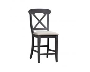 Ocean Isle Upholstered X Back Side Chair in Slate Weathered Pine