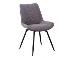 Diggs Upholstered Swivel Dining Side Chair in Grey and Gunmetal