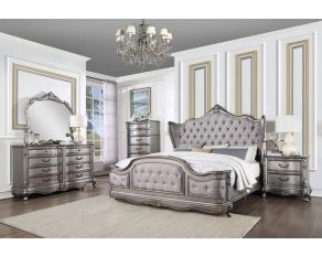 Ariadne Upholstered Bedroom Collections in Antique Platinum Finish