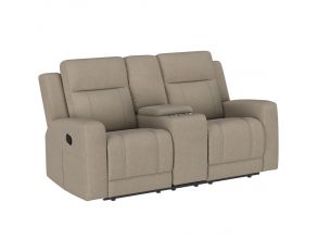 Brentwood Upholstered Motion Reclining Loveseat in Taupe