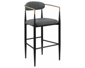 Tina Set of 2 Upholstered Bar Chairs in Dark Grey