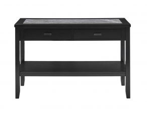 Garvine Sofa Table with Gray Sintered Stone Inlay in Midnight Finish