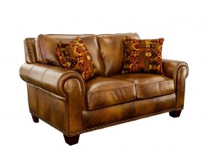 Silverado Loveseat with Two Accent Pillows in Metamorphosis Camel