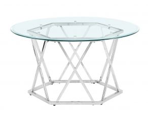 Escondido Round Glass Cocktail Table in Chrome and Clear