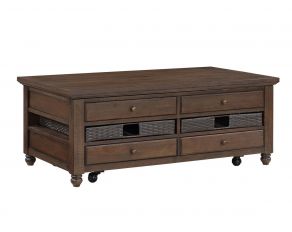 Oliver Lift Top Cocktail Table with Casters in Chestnut