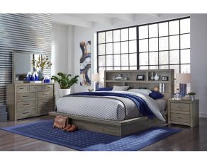 Modern Loft Platform Bedroom Set in Greystone