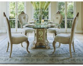 AICO Platine de Royale Round Glass Dining Set in Champagne