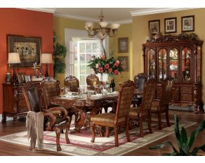 Acme Furniture Dresden Double Pedestal Dining Table Set in Cherry Oak