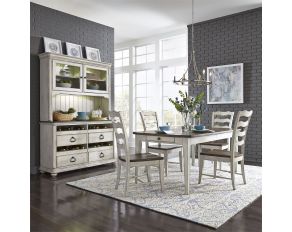 Parisian Marketplace Rectangular Dining Room Set in Heathered Brownstone with White