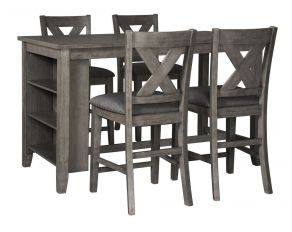 Ashley Furniture Caitbrook Counter Dining Set with Barstool in Dark Grey