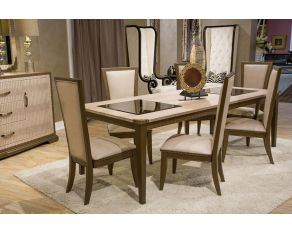 AICO Valise Retangular Dining Dining Set in Amazon Tan Gator