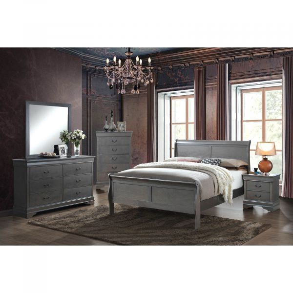 Louis Philippe Black Sleigh Bedroom Set from Furniture of America