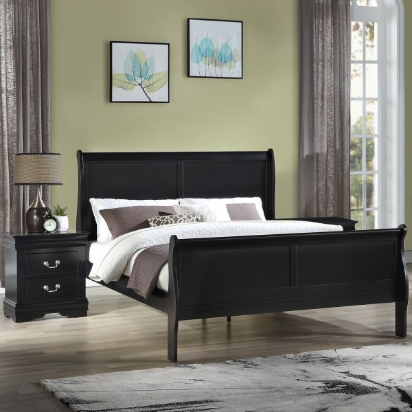 black louis philippe king size sleigh bed