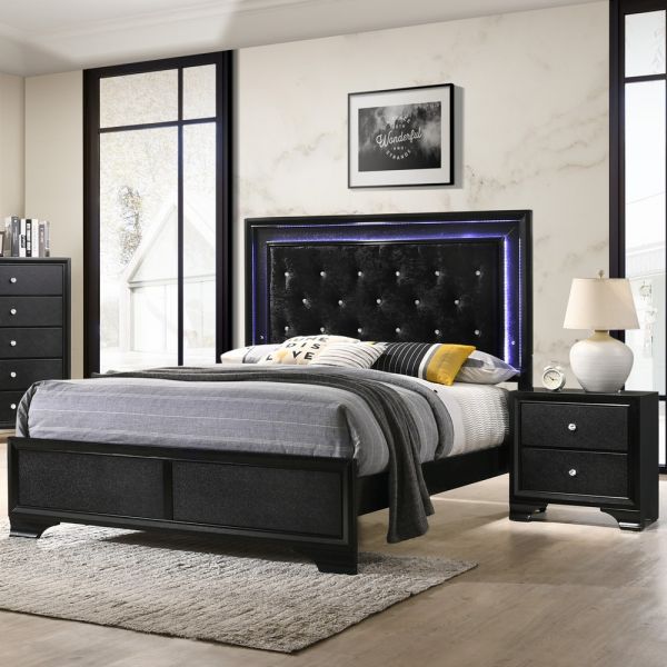 Lillian Queen Bed Set (led Lighting) - 6 Pc.