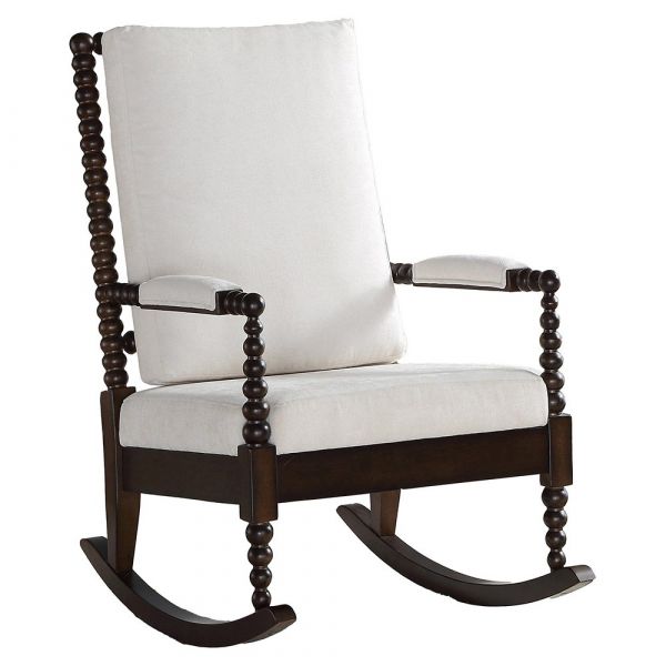 Tristin Rocking Chair in Cream Fabric and Walnut by Acme Furniture